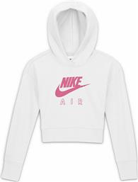 Nike Fleece Παιδικό Φούτερ Cropped με Κουκούλα Λευκό Sportswear Club