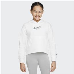 Nike Fleece Παιδικό Φούτερ με Κουκούλα και Τσέπες Λευκό από το Cosmos Sport