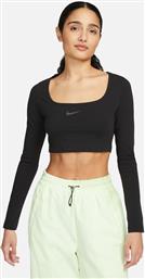 Nike Γυναικείο Crop Top Μακρυμάνικο Μαύρο από το SportsFactory