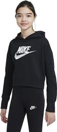 Nike Παιδικό Φούτερ Cropped με Κουκούλα Μαύρο Sportswear από το Cosmos Sport