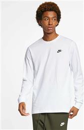 Nike Sportswear Club Ανδρική Μπλούζα Μακρυμάνικη Λευκή
