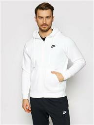 Nike Sportswear Club Ανδρική Φούτερ Ζακέτα με Κουκούλα και Τσέπες Λευκή