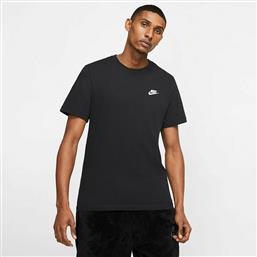 Nike Sportswear Club Ανδρικό Αθλητικό T-shirt Κοντομάνικο Μαύρο από το E-tennis
