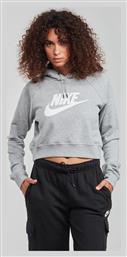 Nike Sportswear Essential Cropped Γυναικείο Φούτερ με Κουκούλα Dark Grey Heather