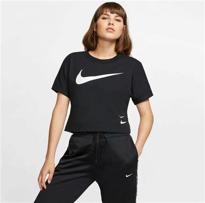 Nike Swoosh Κοντομάνικη Γυναικεία Αθλητική Μπλούζα Μαύρη