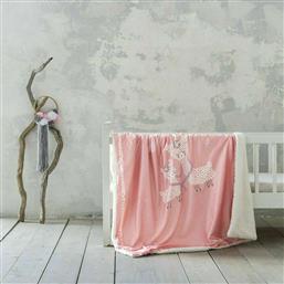 Nima Κουβέρτα Αγκαλιάς & Λίκνου Llama Love Fleece Ροζ 80x110cm