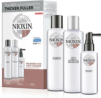 Nioxin System 3 Trial Kit Σετ Περιποίησης Μαλλιών κατά της Τριχόπτωσης με Σαμπουάν for Colored Hair 3τμχ