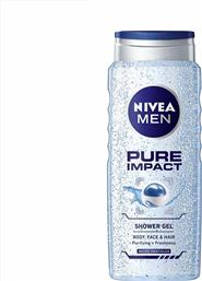 Nivea Men Pure Impact Αφρόλουτρο σε Gel για Άνδρες για Πρόσωπο , Μαλλιά & Σώμα 500ml από το e-Fresh