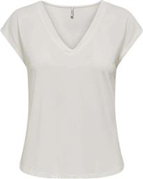 Only Γυναικείο T-shirt με V Λαιμόκοψη Λευκό από το Altershops