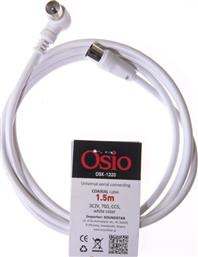 Osio Καλώδιο Κεραίας Coax male - Coax female Λευκό 1.5m (OSK-1320)