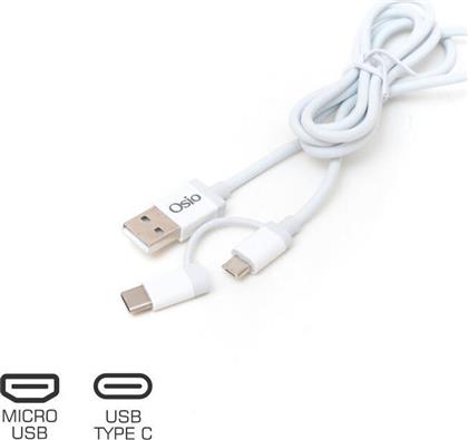 Osio Regular USB to Type-C / micro USB Cable Λευκό 1m (OTU-495W) από το Esmarket