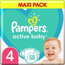 Pampers Active Baby Πάνες με Αυτοκόλλητο No. 4 για 9-14kg 58τμχ Κωδικός: 23493447