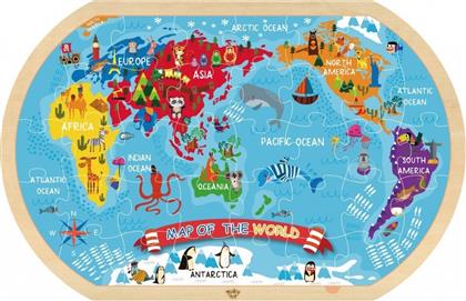 Ξύλινο Παιδικό Puzzle Παγκόσμιος Χάρτης 36pcs για 3+ Ετών Tooky Toys από το GreekBooks