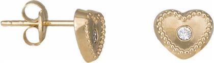 Παιδικά σκουλαρίκια με χρυσές καρδούλες Κ9 και ζιργκόν 033927 033927 Χρυσός 9 Καράτια από το Kosmima24
