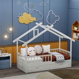 Παιδικό Κρεβάτι Τύπου Montessori Μονό για Στρώμα 90x200cm Λευκό Moonlight