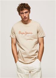 Pepe Jeans Ανδρικό T-shirt Κοντομάνικο Μπεζ από το Plus4u