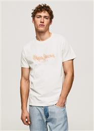 Pepe Jeans Ανδρικό T-shirt Off White με Λογότυπο