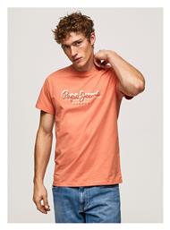 Pepe Jeans Ανδρικό T-shirt Πορτοκαλί με Λογότυπο από το Plus4u