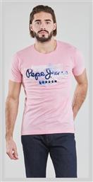 Pepe Jeans Golders Ανδρικό T-shirt Ροζ με Λογότυπο από το Tobros