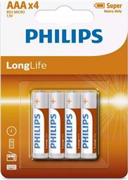 Philips LongLife Μπαταρίες Zinc AAA 1.5V 4τμχ