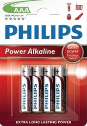Philips Power Αλκαλικές Μπαταρίες AAA 1.5V 4τμχ