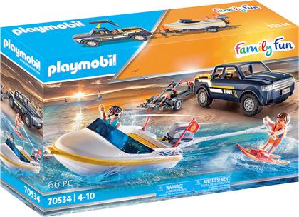 Playmobil Family Fun Φορτηγάκι με Τρέιλερ και Ταχύπλοο για 4-10 ετών