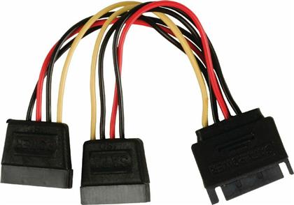 Powertech 15-Pin Sata male - 2x 15-Pin Sata female Cable Μαύρο (CAB-W012) από το Public
