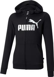 Puma Αθλητική Παιδική Ζακέτα Φούτερ με Κουκούλα Μαύρη Essentials από το Spartoo