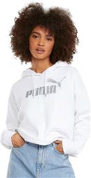 Puma Cropped Γυναικείο Φούτερ με Κουκούλα Λευκό