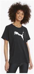 Puma Evostripe Γυναικείο T-shirt Μαύρο με Στάμπα