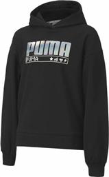 Puma Fleece Παιδικό Φούτερ με Κουκούλα για Κορίτσι Μαύρο Alpha από το Cosmos Sport