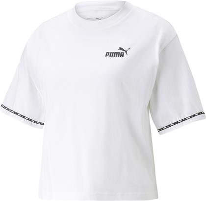 Puma Power Tape Γυναικείο Αθλητικό Crop T-shirt Λευκό