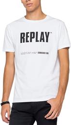 Replay Ανδρικό T-shirt Λευκό Με Στάμπα