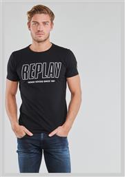 Replay Ανδρικό T-shirt Μαύρο Με Λογότυπο από το New Cult