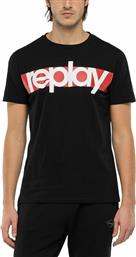 Replay Ανδρικό T-shirt Μαύρο με Στάμπα από το Plus4u