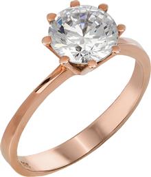 Ροζ gold μονόπετρο δαχτυλίδι με ζιργκόν 14Κ 023831 023831 Χρυσός 14 Καράτια από το Kosmima24