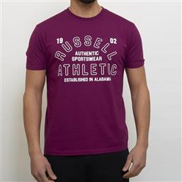 Russell Athletic Ανδρικό T-shirt Μπορντό με Λογότυπο