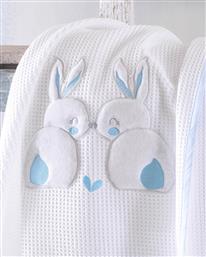 Rythmos Κουβέρτα Κούνιας Rabbitty Πικέ Λευκό / Γαλάζιο 120x150εκ.