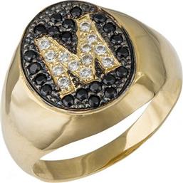 Σεβαλιέ δαχτυλίδι με μονόγραμμα Μ Κ14 035928 035928 Χρυσός 14 Καράτια
