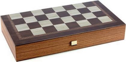 Manopoulos 3 Σε 1 Χειροποίητο Σκάκι / Τάβλι από Ξύλο Laminate Βελανιδιάς Κλαδί Ελιάς με Πούλια 48x52cm από το GreekBooks