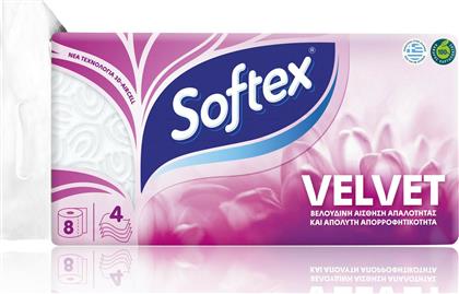 Softex Χαρτί Υγείας Velvet 8 Ρολά 4 Φύλλων 103gr
