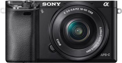Sony Mirrorless Φωτογραφική Μηχανή α6000 Crop Frame Kit (E PZ 16-50mm F3.5-5.6 OSS) Black