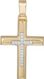 Σταυροί Βάπτισης - Αρραβώνα Χρυσός γυναικείος σταυρός Κ9 με ζιργκόν 045524 045524 Γυναικείο Χρυσός 9 Καράτια από το Kosmima24