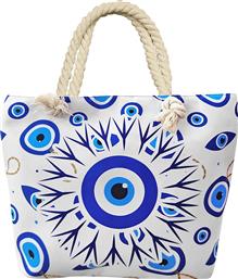 Summertiempo Υφασμάτινη Τσάντα Θαλάσσης με σχέδιο Μάτι Γαλάζια