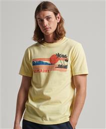 Superdry Ανδρικό T-shirt Κίτρινο με Στάμπα από το Plus4u