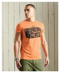 Superdry Ανδρικό T-shirt Πορτοκαλί Με Στάμπα