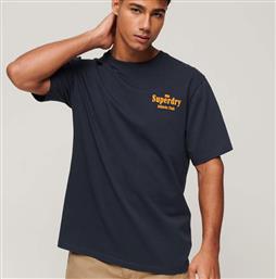Superdry Code Ath Club Ανδρικό T-shirt Navy Μπλε με Στάμπα από το Plus4u