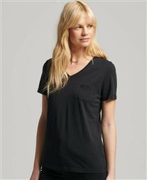 Superdry Γυναικείο T-shirt με V Λαιμόκοψη Μαύρο