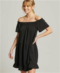 Superdry Mini Καλοκαιρινό All Day Φόρεμα Off-Shoulder Μαύρο