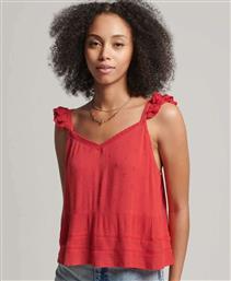 Superdry Ovin Vintage Αμάνικη Γυναικεία Μπλούζα Καλοκαιρινή Κόκκινη από το Plus4u